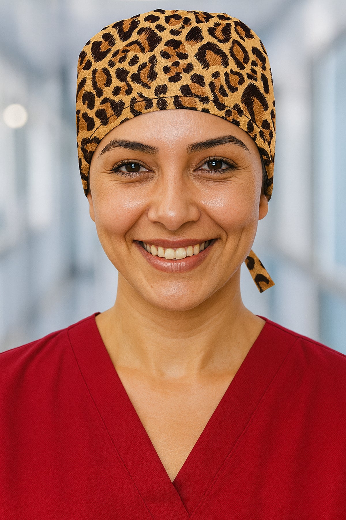 Leopar 1 Desenli Cerrahi Bone Unisex – Likralı Doktor Hemşire Bonesi