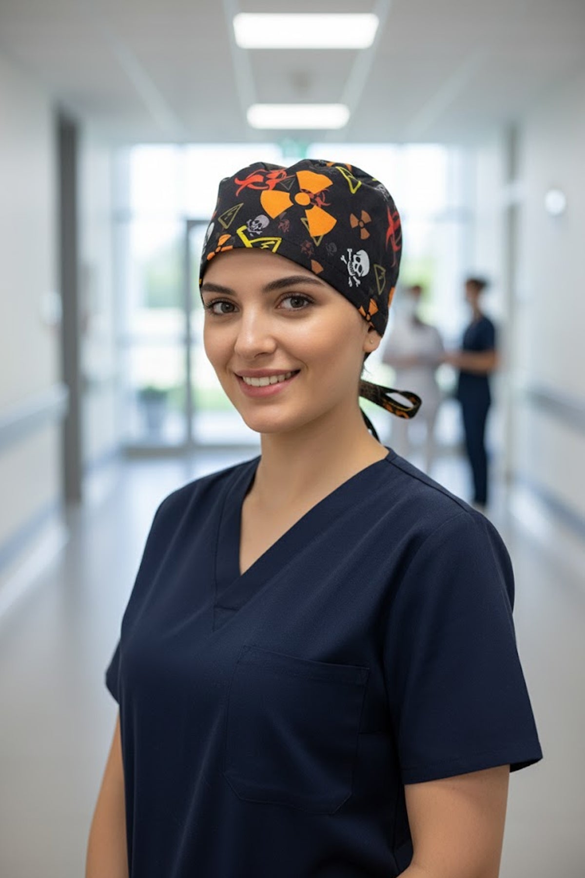 Radyoloji Desenli Cerrahi Bone Unisex – Likralı Doktor Hemşire Bonesi