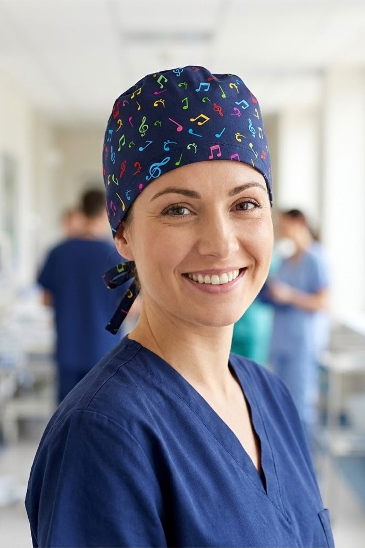 Nota Desenli Unisex Cerrahi Bone Hemşire ve Doktor Bone