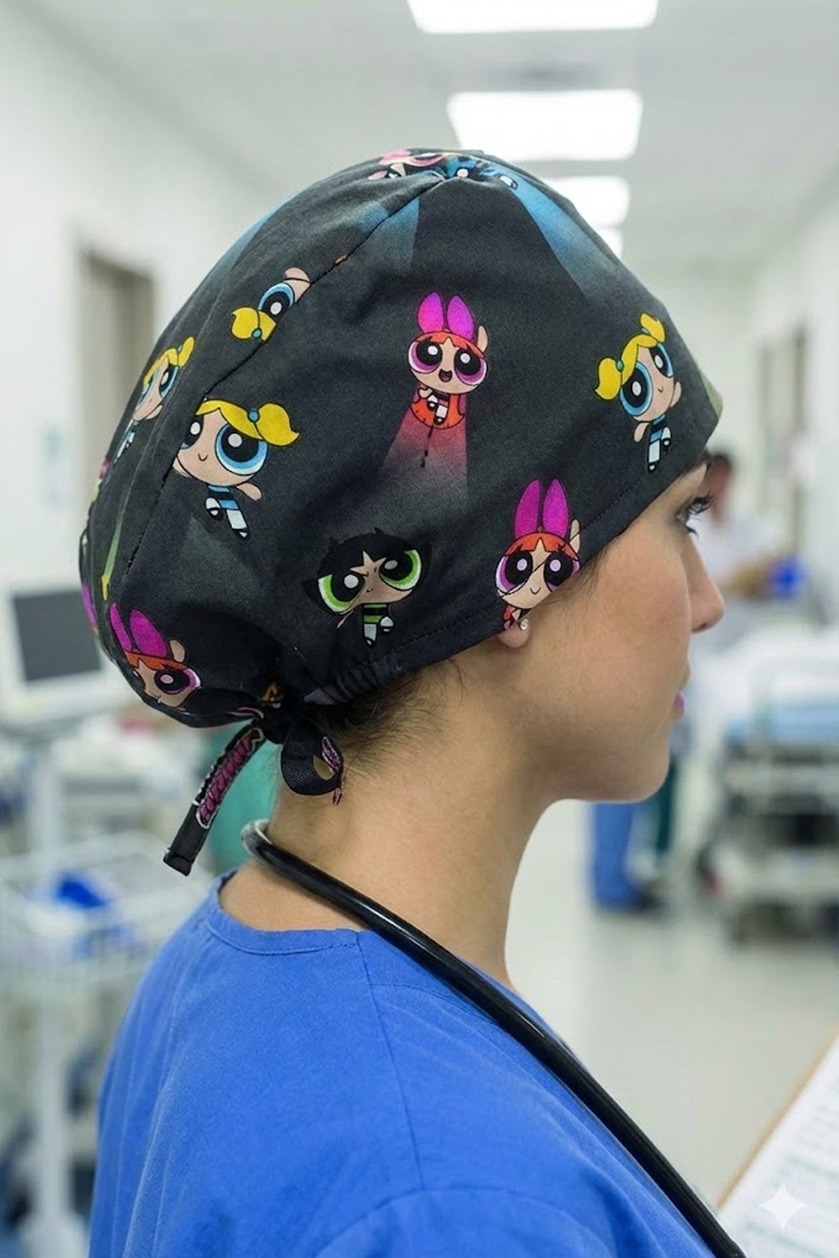 Güçlü Kızlar Desenli Unisex Cerrahi Bone Hemşire ve Doktor Bone