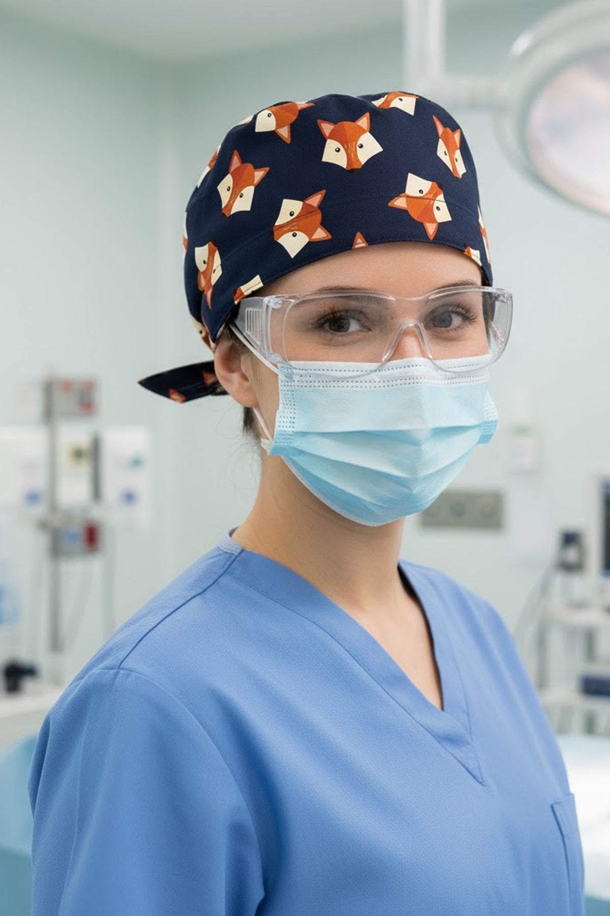 Fox 1 Desenli Cerrahi Bone Unisex – Likralı Doktor Hemşire Bonesi