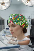 PopArt Desenli Cerrahi Bone Unisex – Likralı Doktor Hemşire Bonesi