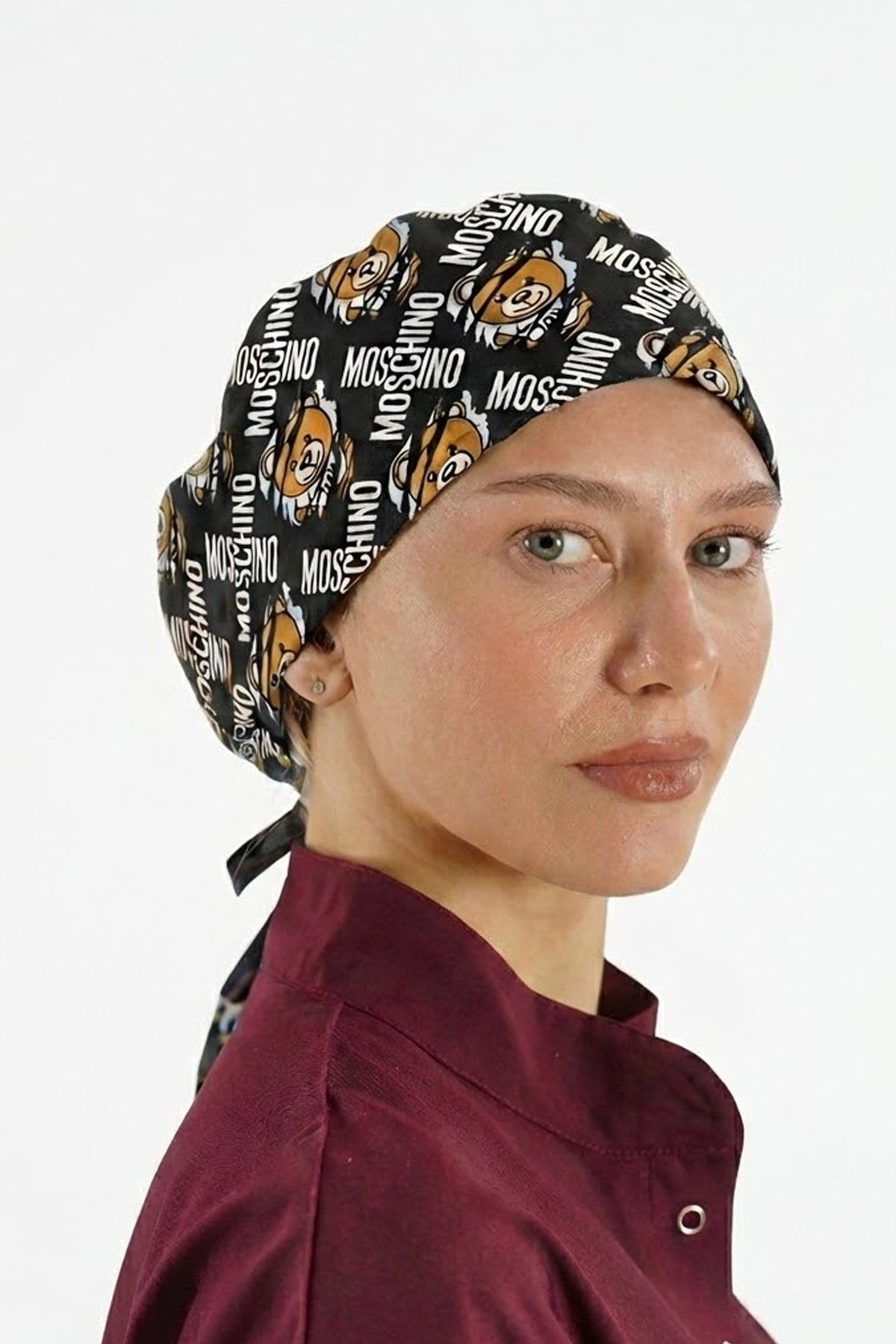 Moschino Ayı Desenli Unisex Cerrahi Bone Hemşire ve Doktor Bone