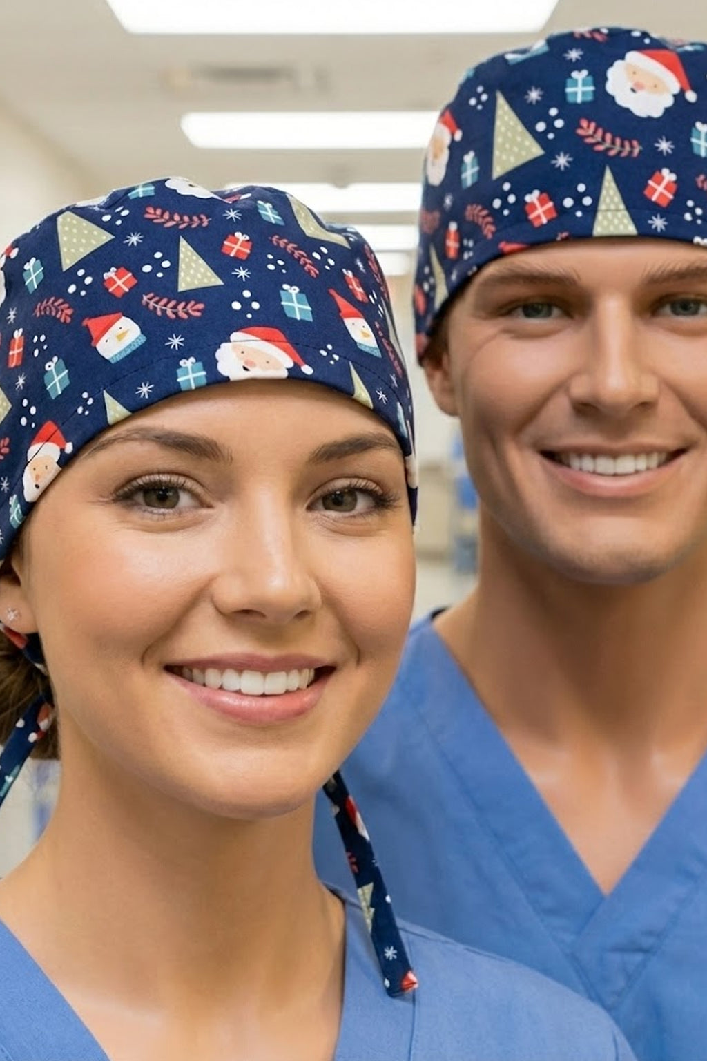 Noel Desenli Cerrahi Bone Unisex – Likralı Doktor Hemşire Bonesi
