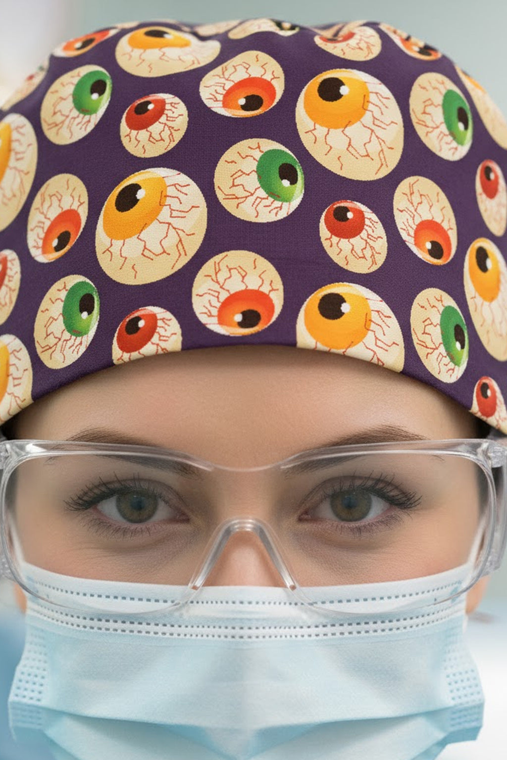 Göz Desenli Cerrahi Bone Unisex – Likralı Doktor Hemşire Bonesi