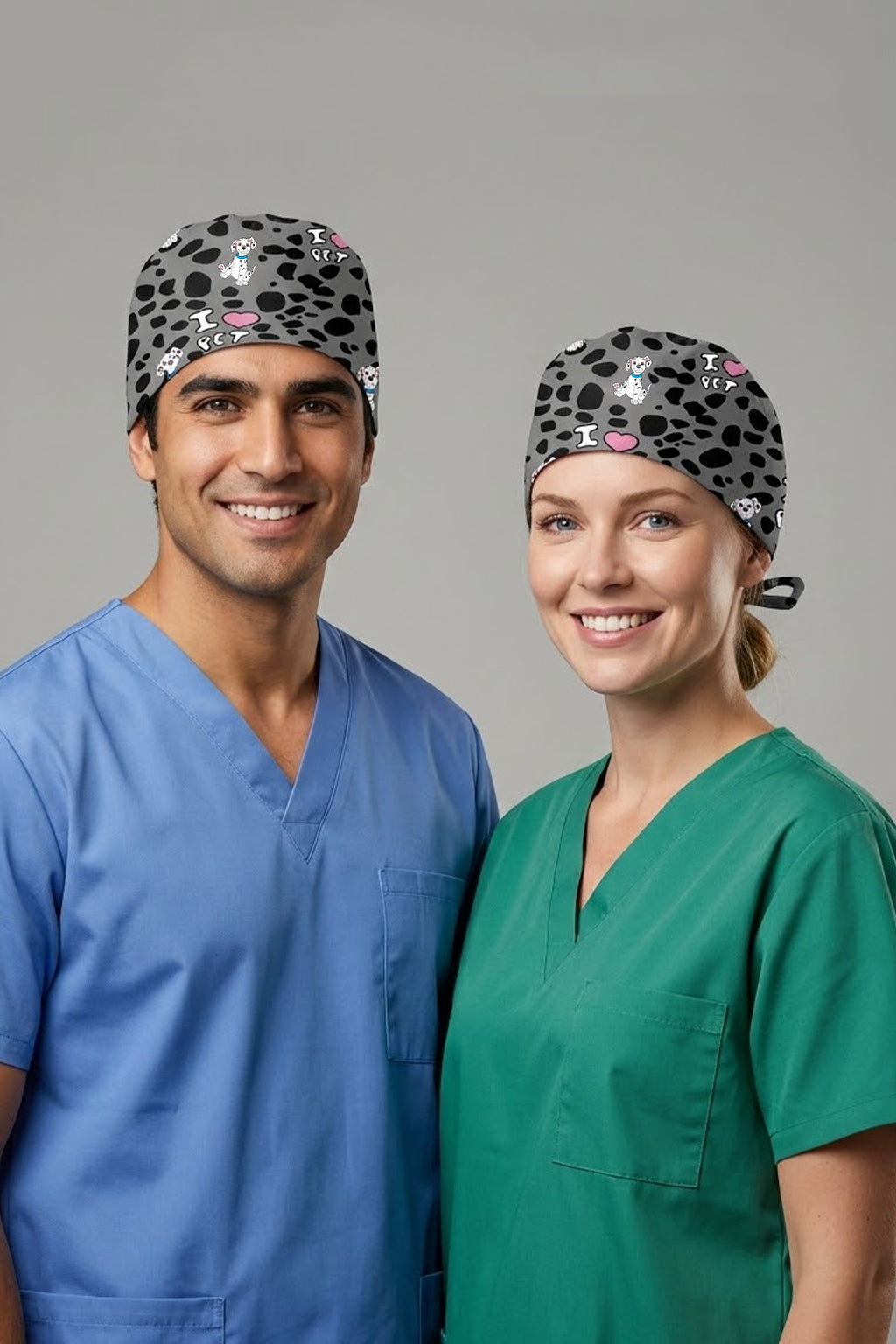 Dalmaçya I Love Pet Desenli Unisex Cerrahi Bone Hemşire ve Doktor Bone