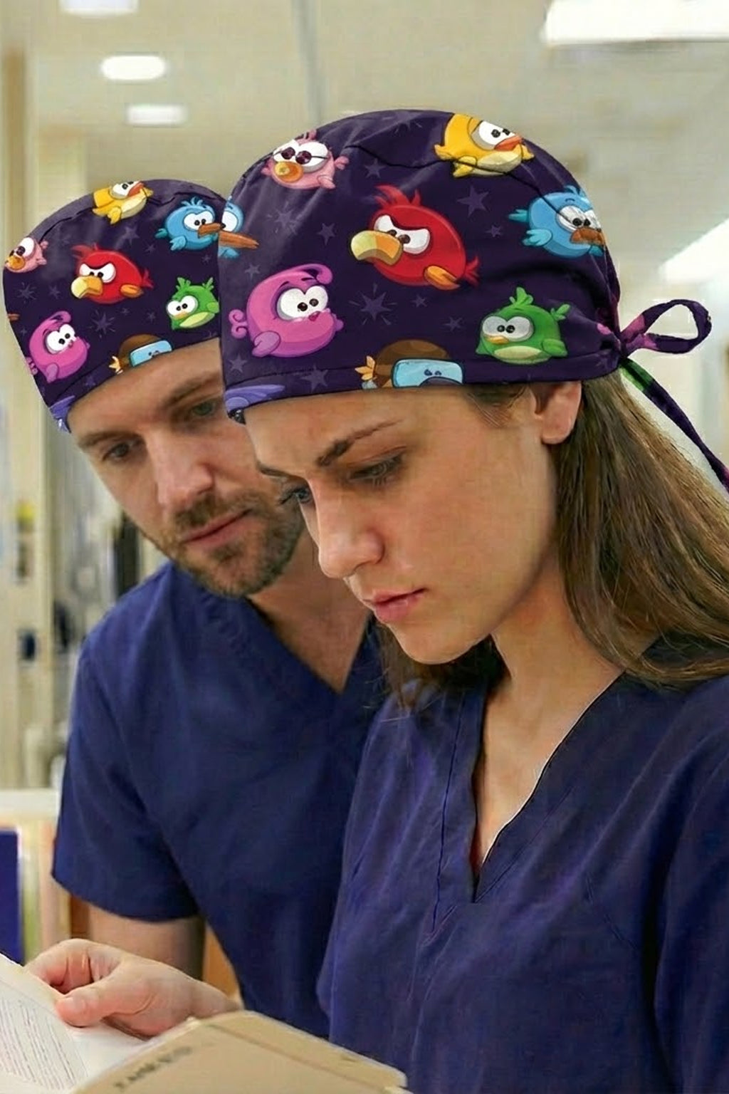 Desenli Unisex Cerrahi Bone Hemşire ve Doktor Bone