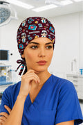 Doktor Kadın Desenli Unisex Cerrahi Bone Hemşire ve Doktor Bone