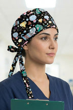 Uzay Canavarları Desenli Cerrahi Bone Unisex – Likralı Doktor Hemşire Bonesi