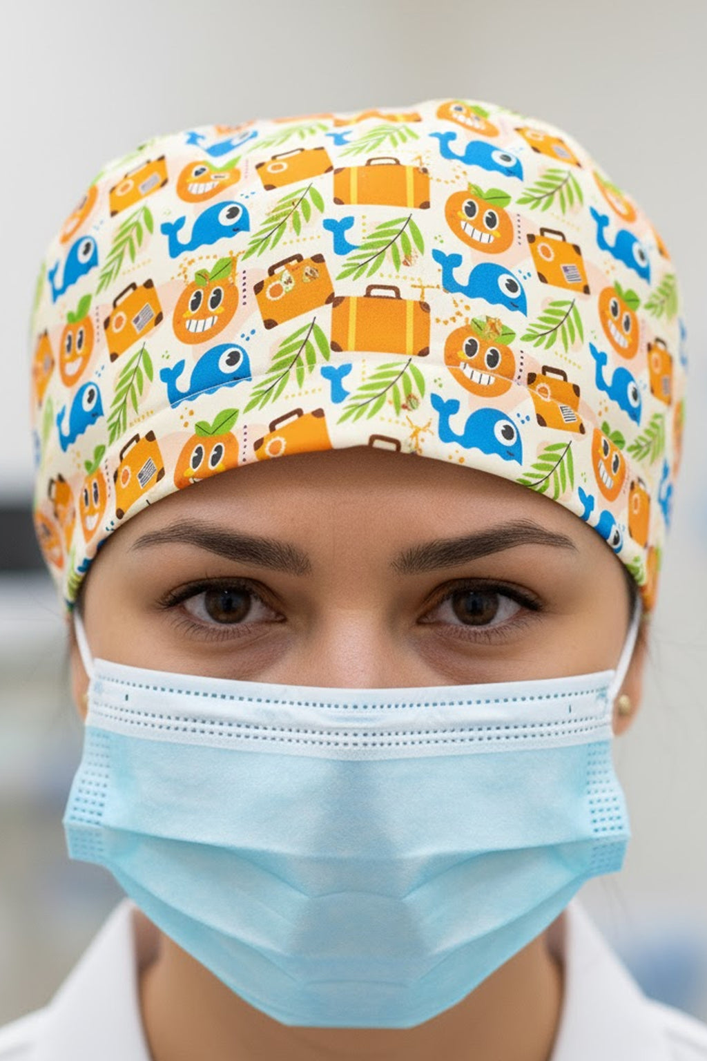 Gülen Yunus Desenli Cerrahi Bone Unisex – Likralı Doktor Hemşire Bonesi