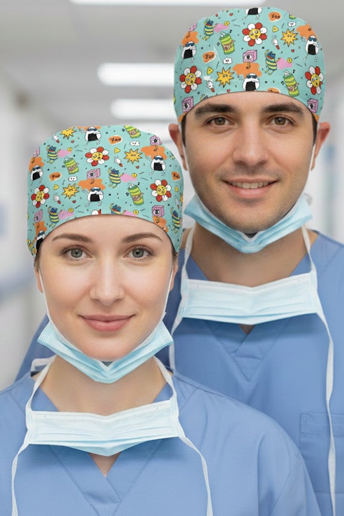 Yes Desenli Cerrahi Bone Unisex – Likralı Doktor Hemşire Bonesi