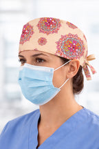 Renkli Mandala Desenli Unisex Cerrahi Bone Hemşire ve Doktor Bone