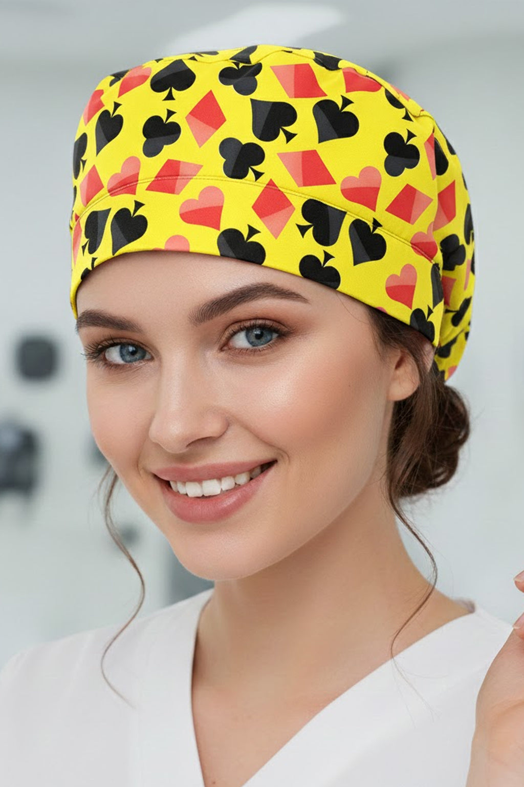 Poker 1 Desenli Cerrahi Bone Unisex – Likralı Doktor Hemşire Bonesi