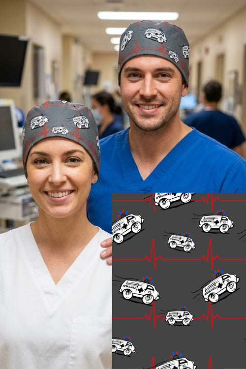 Ambulans Desenli Cerrahi Bone Unisex – Likralı Doktor Hemşire Bonesi