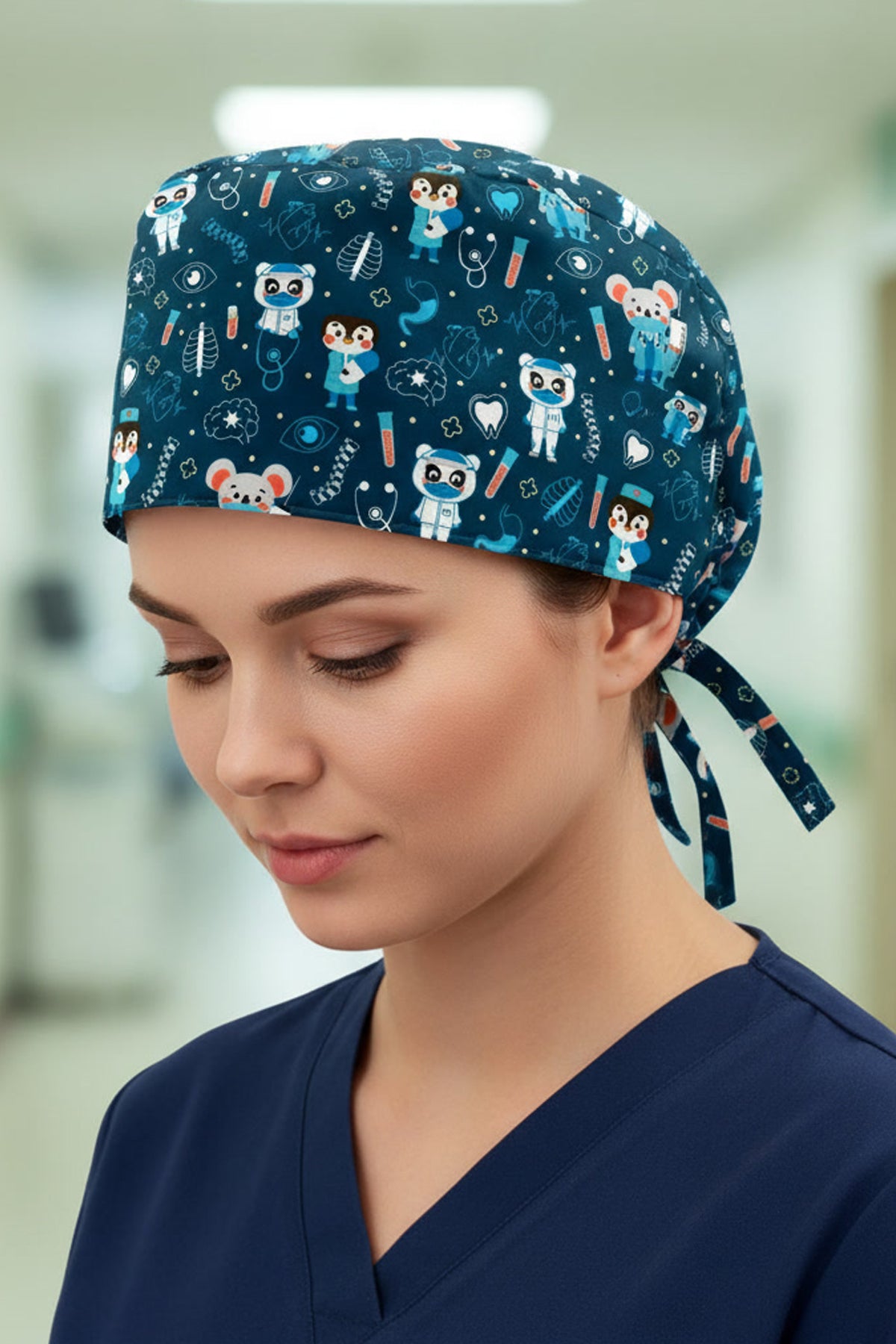 Animals Doktor Desenli Unisex Cerrahi Bone Hemşire ve Doktor Bone