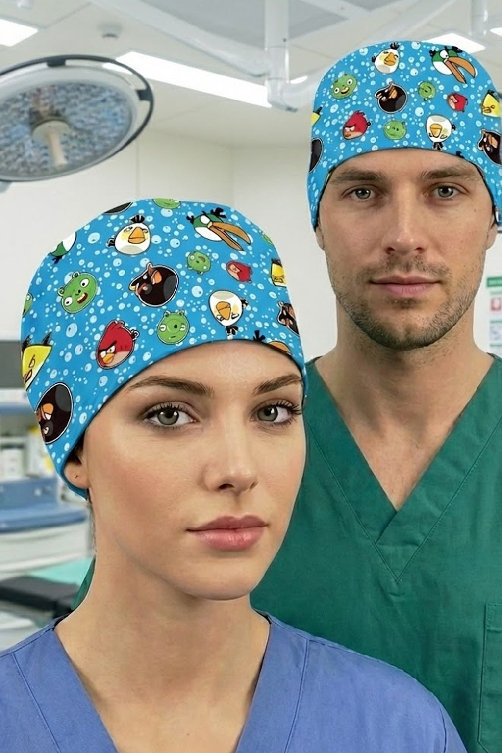 1 Desenli Unisex Cerrahi Bone Hemşire ve Doktor Bone